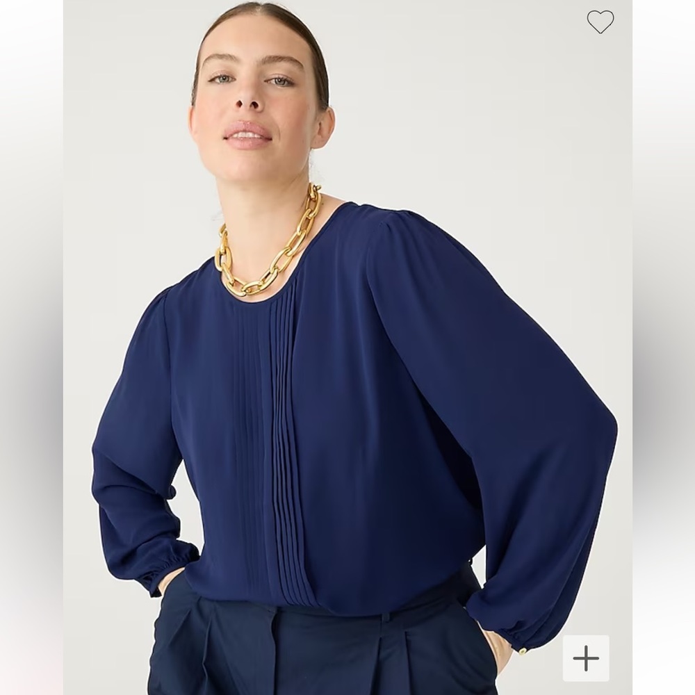 NWT J. Crew Pleated Button Back Top
